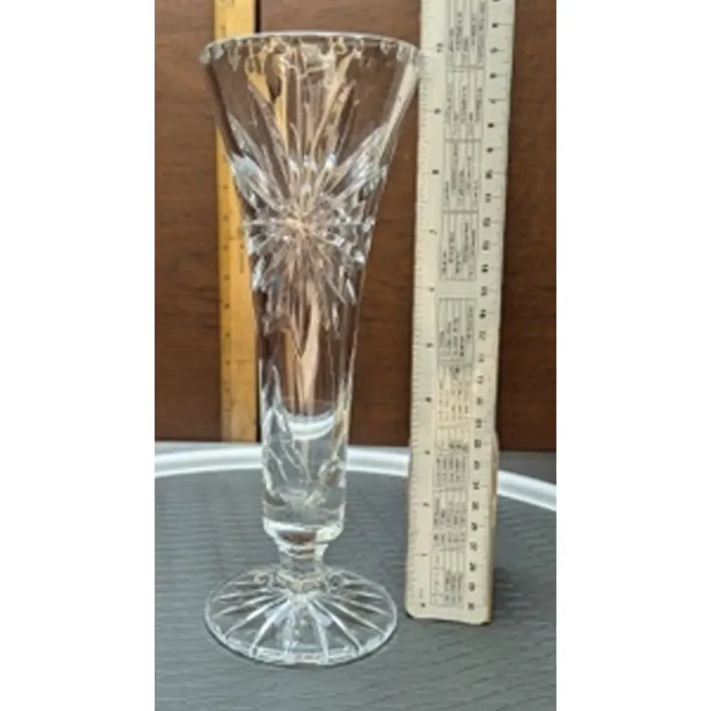 Vtg Brilliant Glass Vase Floral Daisy Bohemian Cottage Gift Centerpiece Elegant